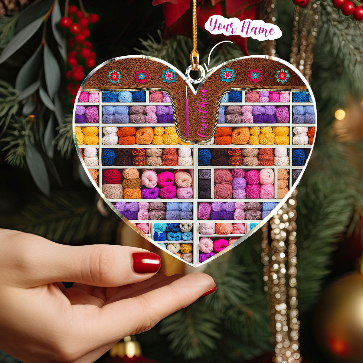 Shineful 2D Acrylic Ornament - Personalized Yarn Addict