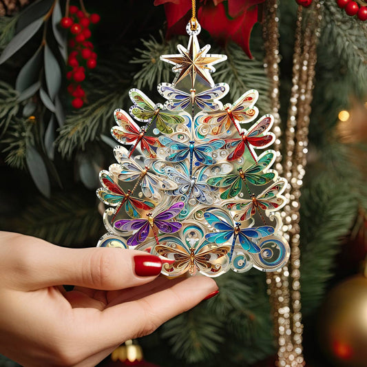 Shineful 2D Acrylic Ornament Charming Dragonflies Christmas Tree