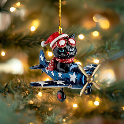 Shineful 2D Acrylic Ornament -  Holiday Aviator Cat Adventure