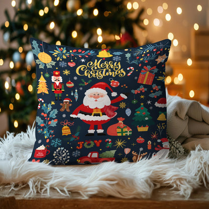 Housse de coussin, taie d'oreiller, taies d'oreiller imprimées en 2D brillantes - Joyeux Noël