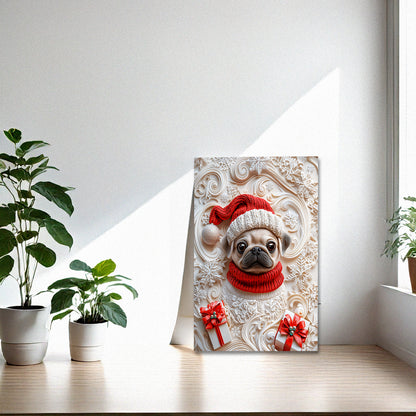 Shineful 2D Metal Sign Snowy Christmas Pug