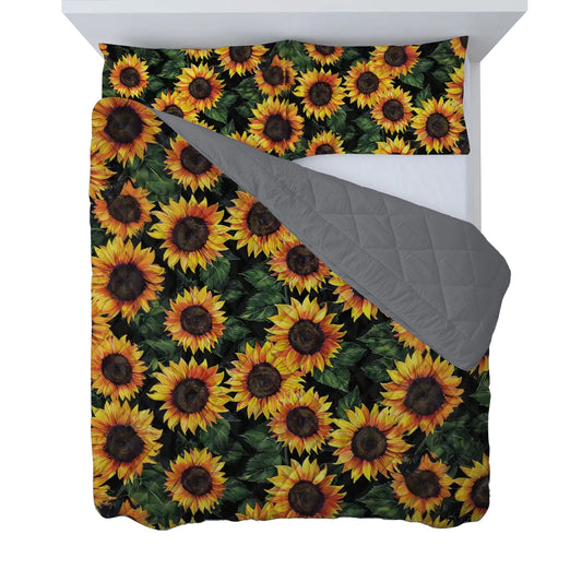 Shineful Quilt 3-Piece Set Elegant Sunflower