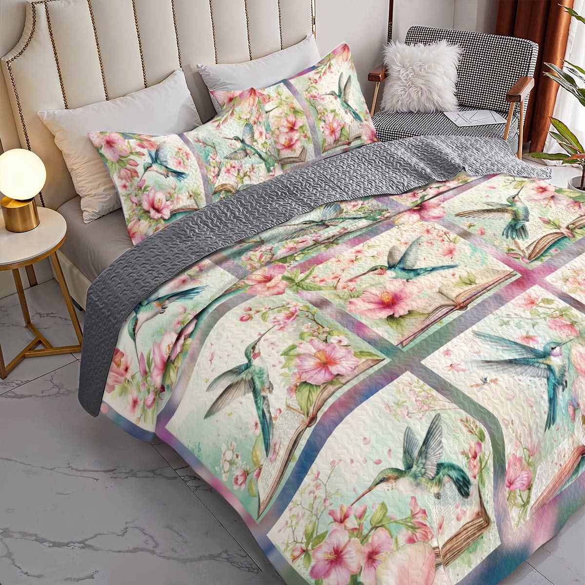 Shineful All Season Quilt 3-Piece Set Hummingbird Bliss