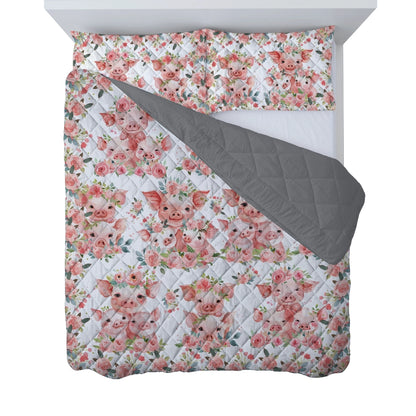 Shineful Quilt 3-Piece Set Pig Floral Garden