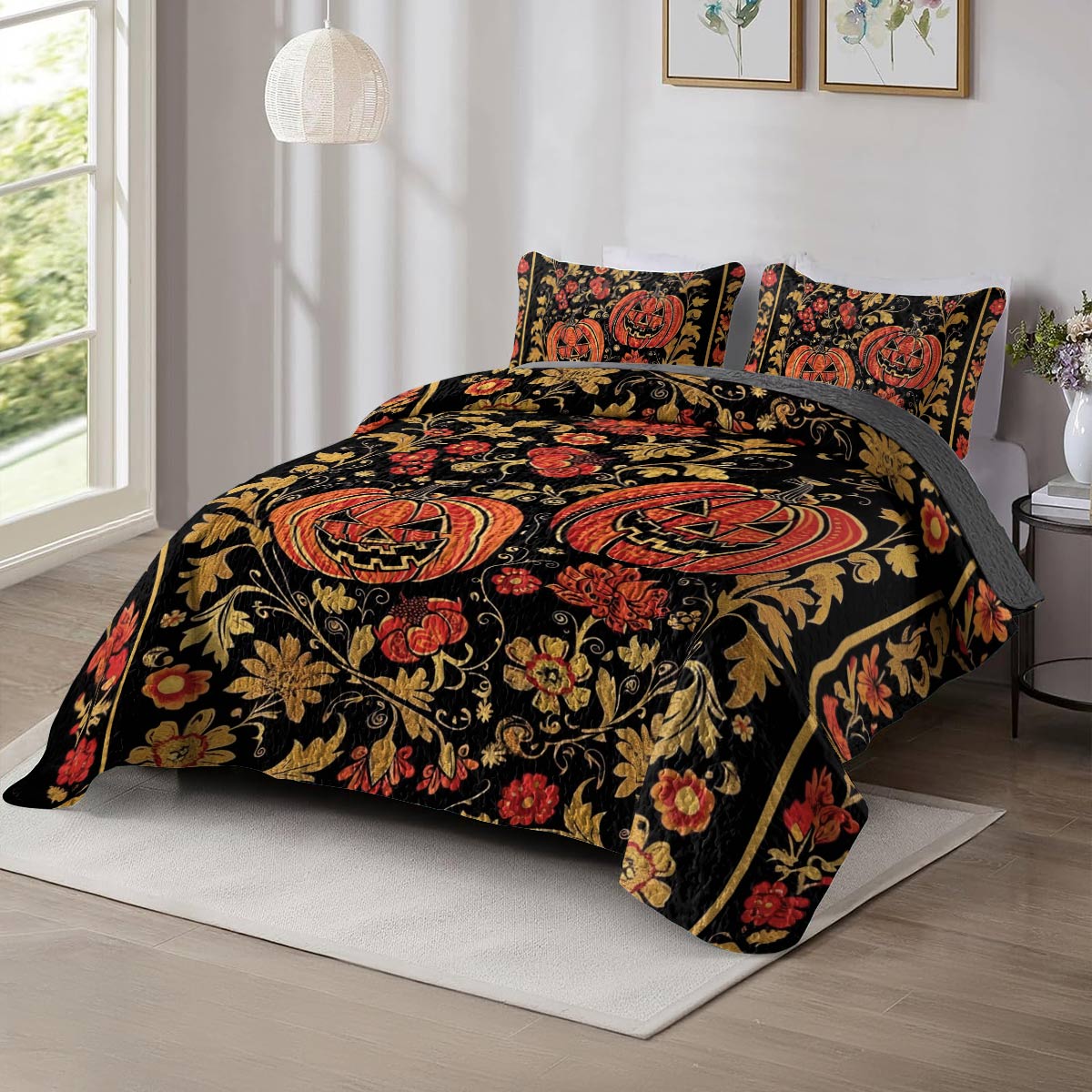 Shineful All Season Quilt 3-Piece Set Pumpkin Quilt