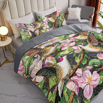 Shineful All Season Quilt 3-Piece Set Hummingbird Garden