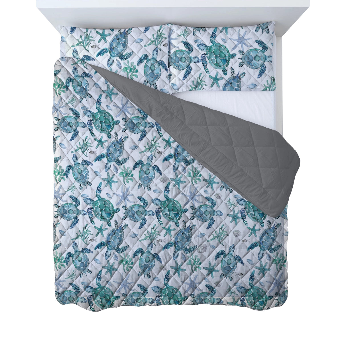 Shineful Quilt 3-Piece Set Blue Sea Turtle