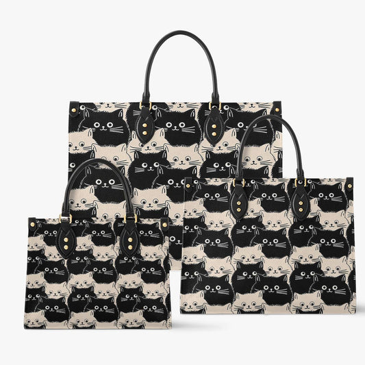 Sac en cuir brillant avec jolis visages de chat