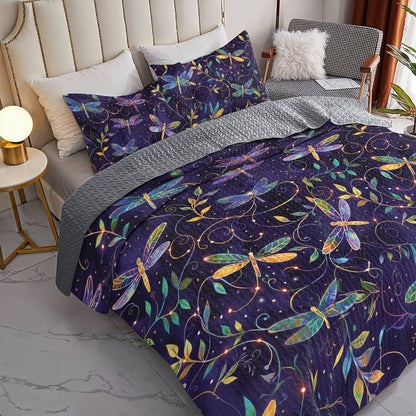 Shineful All Season Quilt 3-Piece Set Elegent Dragonfly