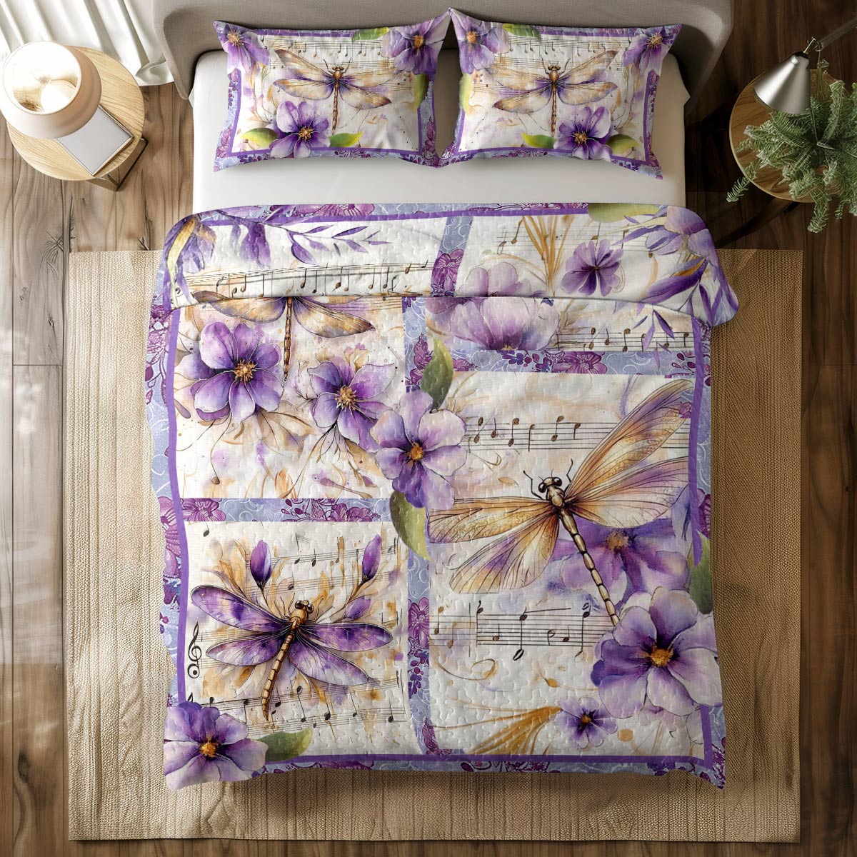 Shineful All Season Quilt 3-Piece Set Harmony Dragonfly