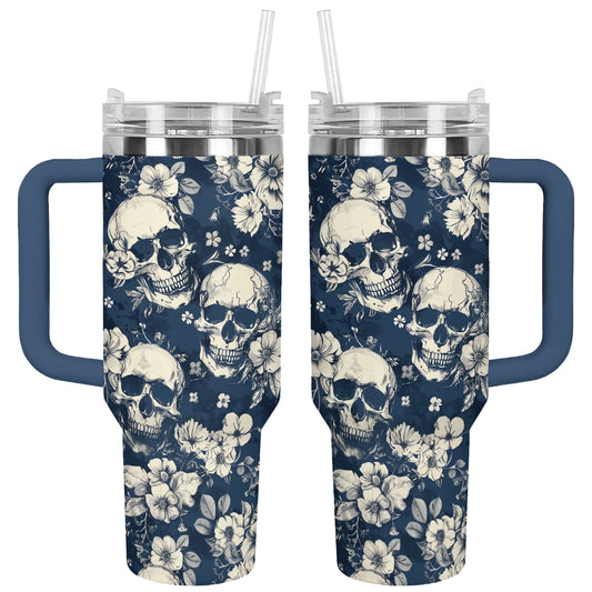 Shineful Tumbler Midnight Skull Blooms