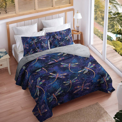 Shineful All Season Quilt 3-Piece Set Dream Dragonfly