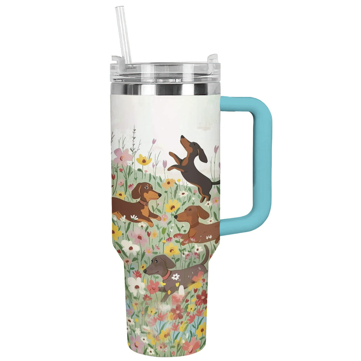 Dog 40 Oz Shineful™ Tumbler Flower Garden Nl09 Sky Blue 40Oz