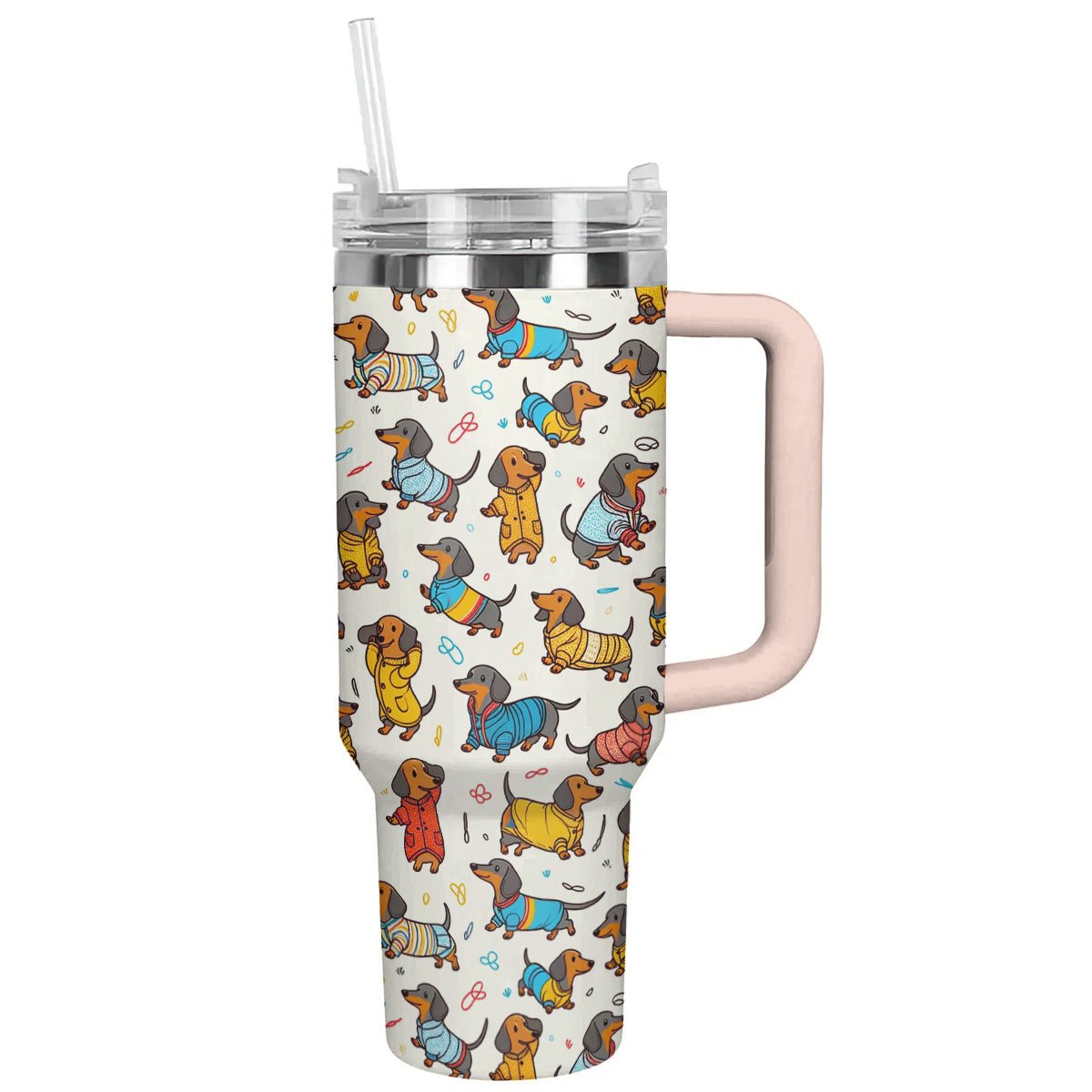 40 Oz Dachshund Shineful™ Tumbler Happy Dachshunds Nl09 Pink 40Oz