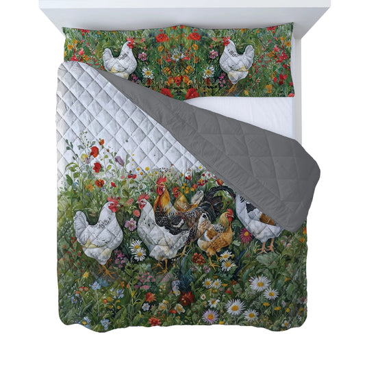 Shineful Quilt 3-Piece Set Elegant Chicken