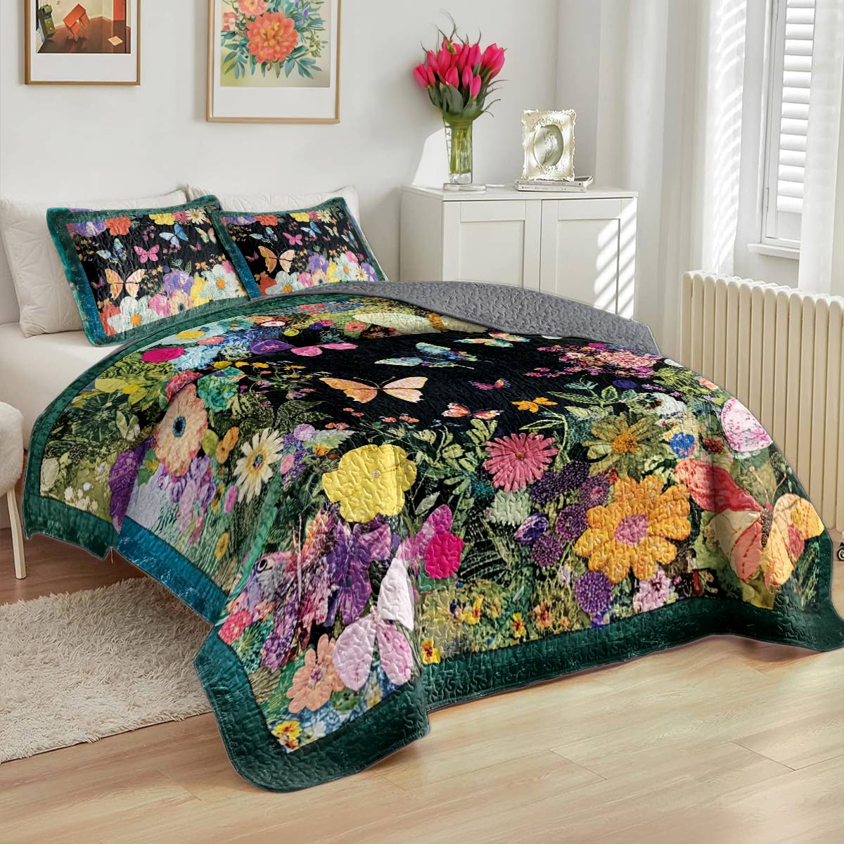 Shineful All Season Quilt 3-Piece Set Butterfly Symphony