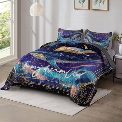 Shineful All Season Quilt 3-Piece Set Cosmic Whales