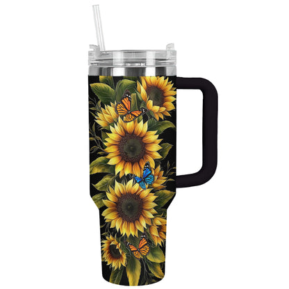 Shineful Tumbler Vibrant Sunflower With Butterfly