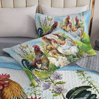 Shineful All Season Quilt 3-Piece Set Chicken family