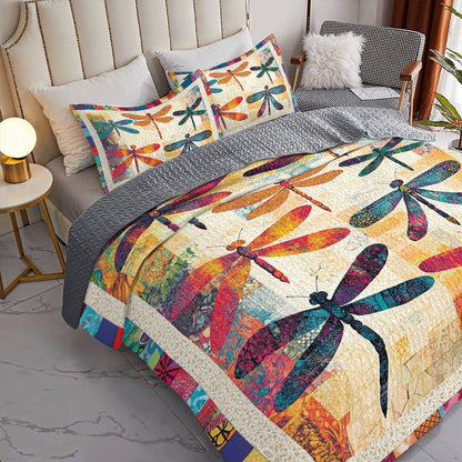 Shineful All Season Quilt 3-Piece Set Dragonfly Dreams Vintage