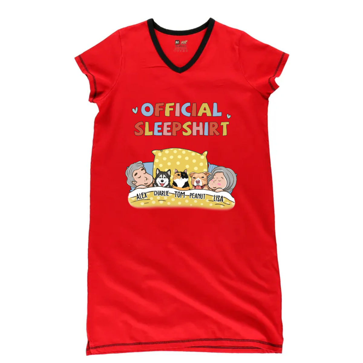 Pet Lovers - Sleeping Sleepshirt Couple Personalized Women’s V-Neck Nightshirts V-Neck Women’s