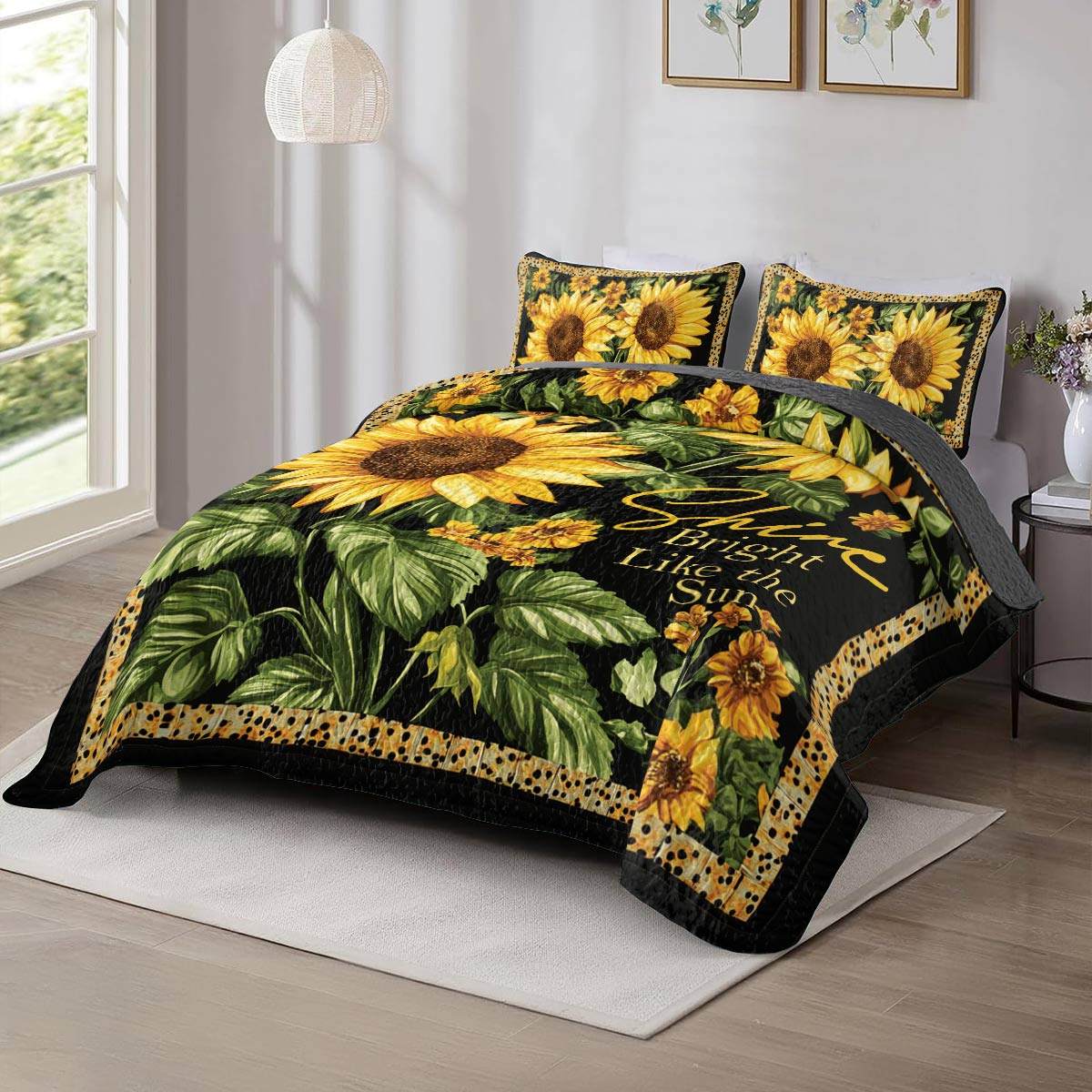 Shineful All Season Quilt 3-Piece Set Bright Sunflower