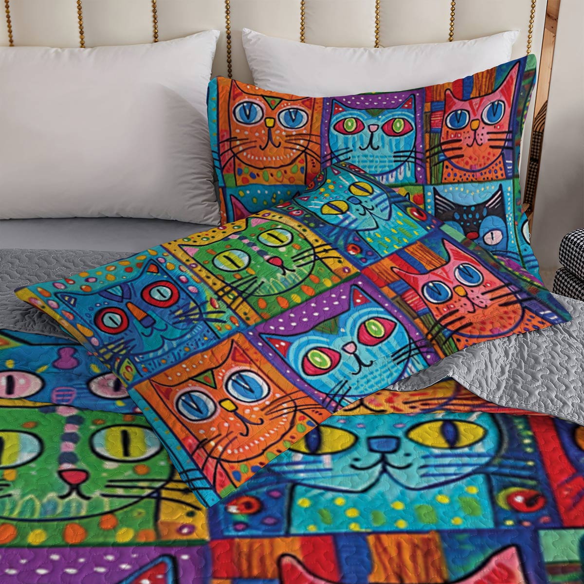 Shineful All Season Quilt 3-Piece Set Mystery Cat