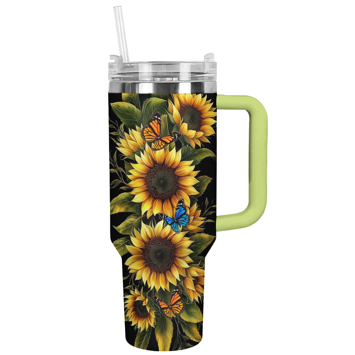 Gobelet brillant Tournesol vibrant avec papillon