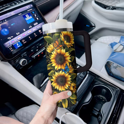 Shineful Tumbler Vibrant Sunflower With Butterfly