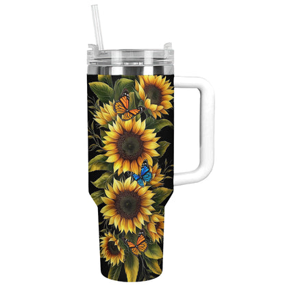 Shineful Tumbler Vibrant Sunflower With Butterfly