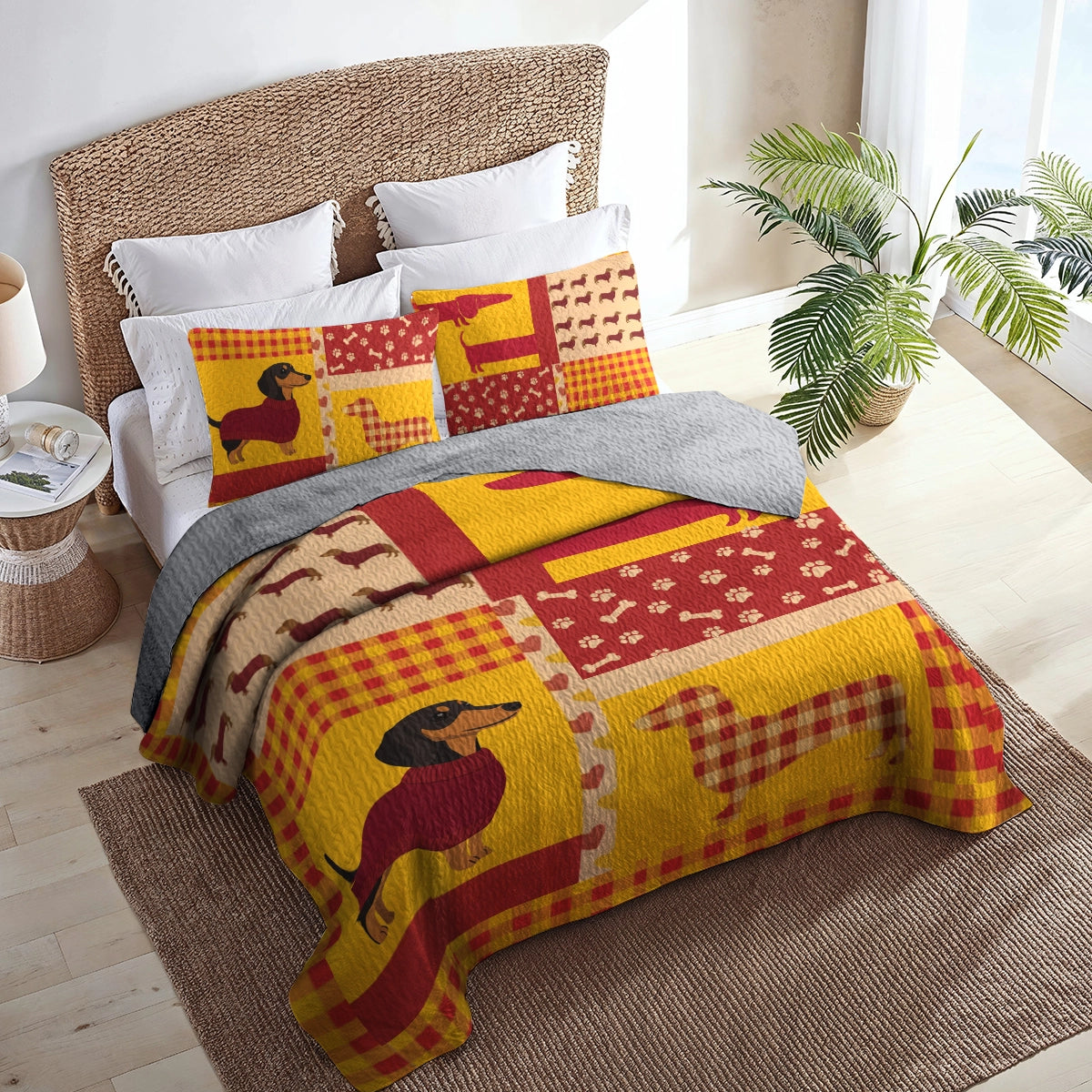 Shineful All Season Quilt 3-Piece Set Dachshund Cozy Dreams