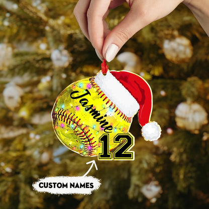 Shineful 2D Acrylic Ornament Personalized Softball Christmas