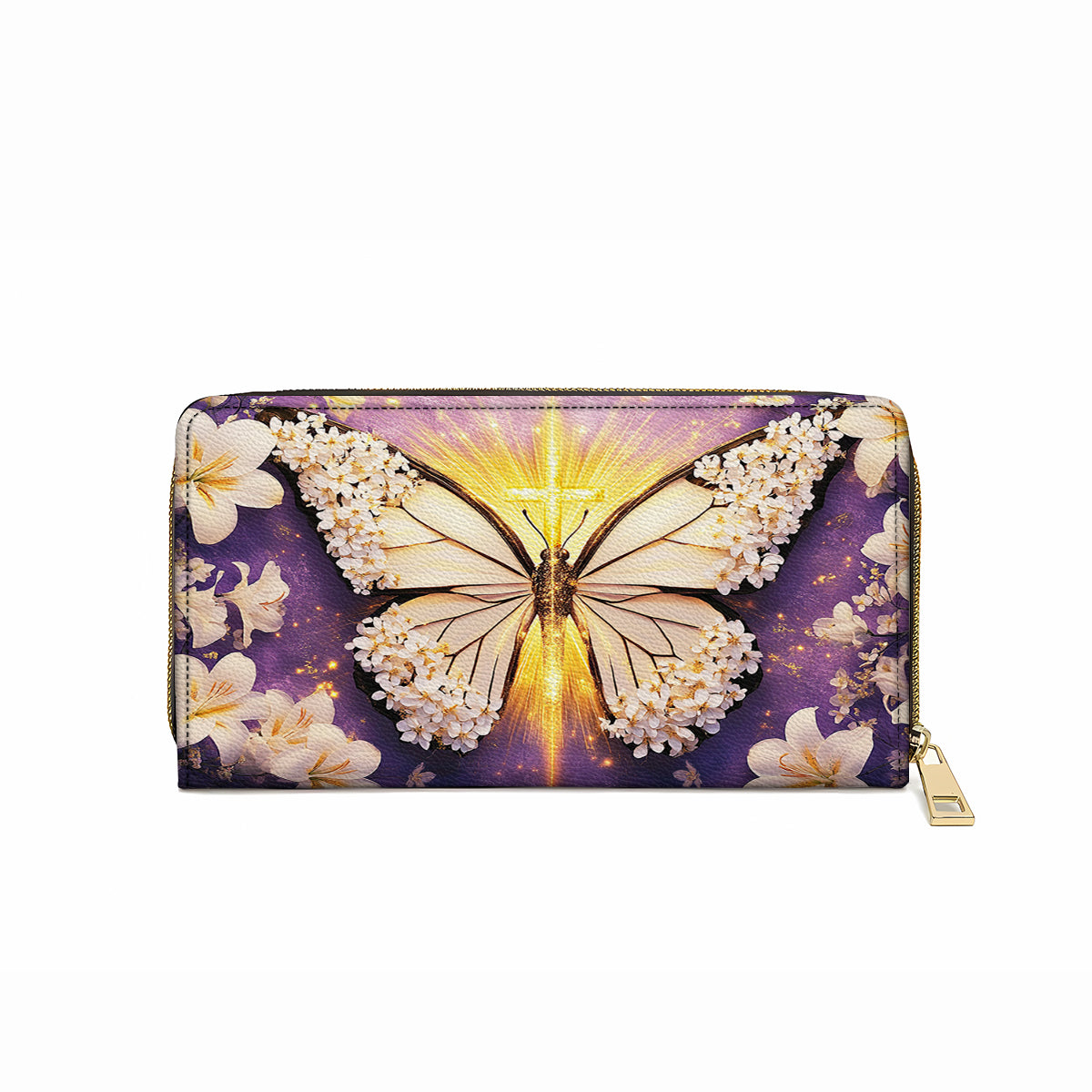 Shineful Leather Clutch Purse With Wristlet Strap Handle Pure Wings of Grace