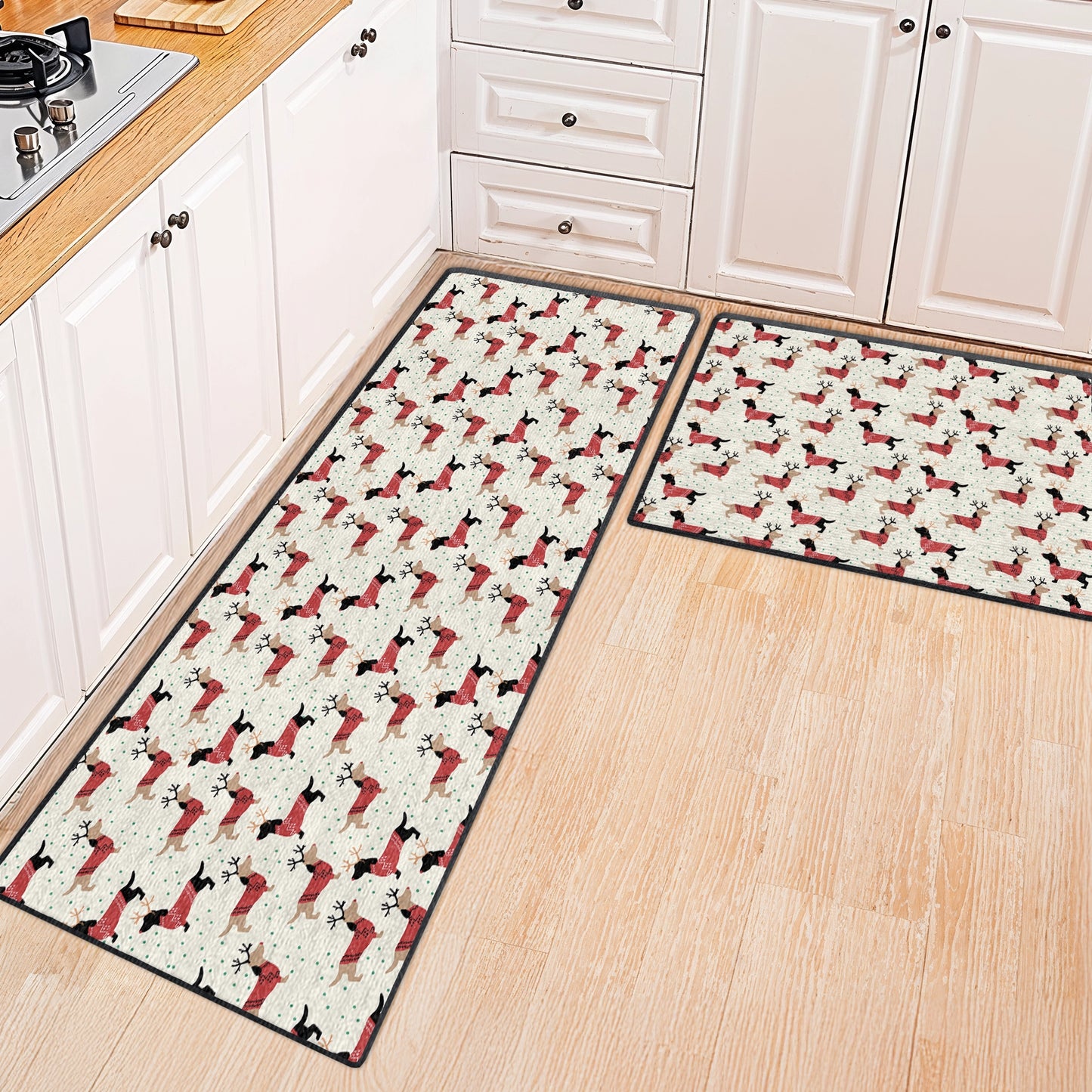 Tapis de sol antidérapant ultra fin Shineful, tapis de cuisine, teckels de Noël joyeux