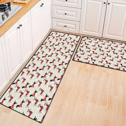 Shineful Ultra-Thin Non Skid Floor Mat, Kitchen Rugs Merry Christmas Dachshunds