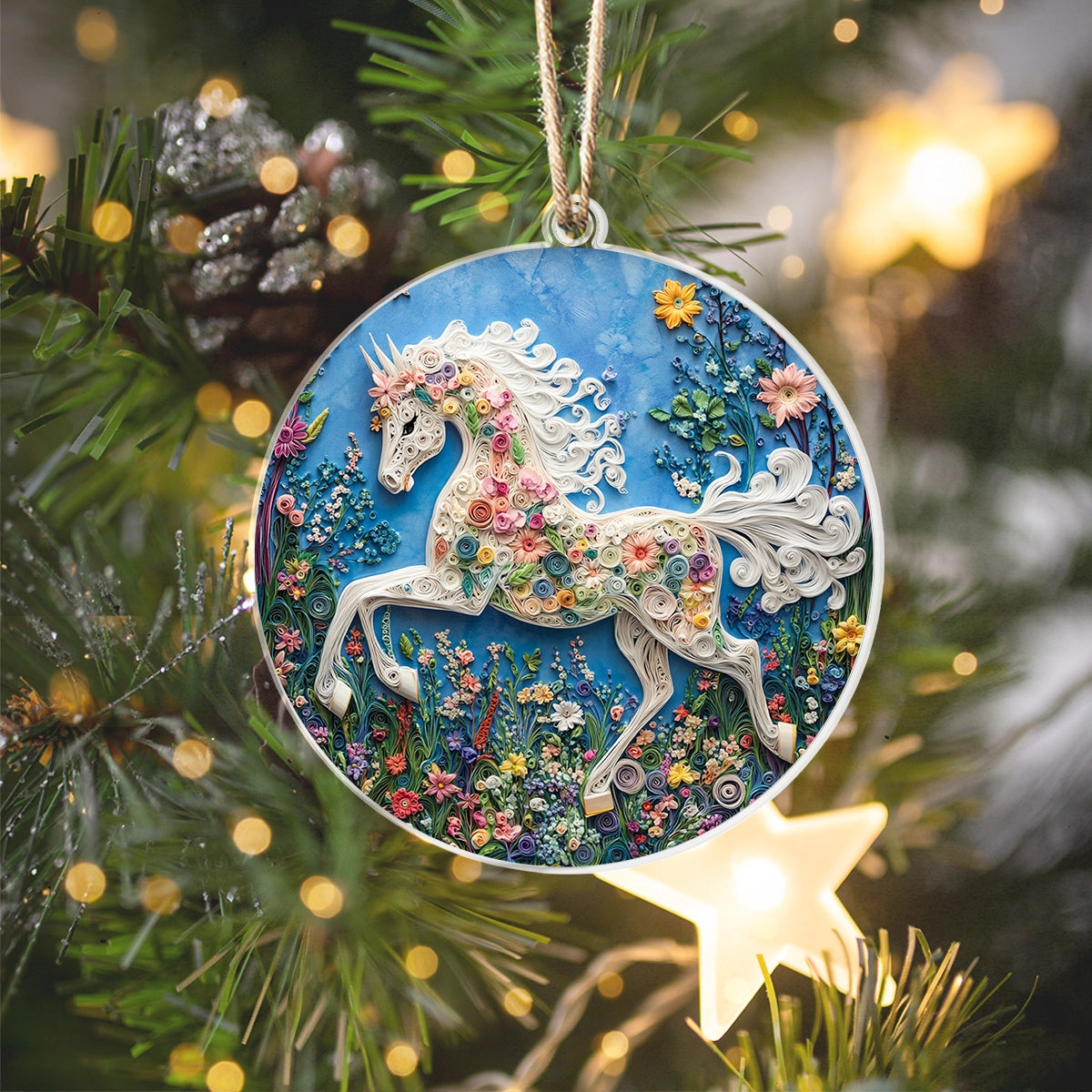 Shineful 2D Acrylic Ornament Whimsical Horse Holiday