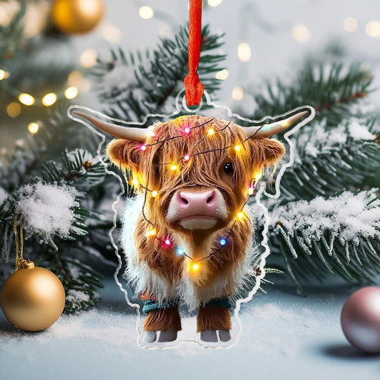 Shineful 2D Acrylic Ornament - Highland Cow Christmas