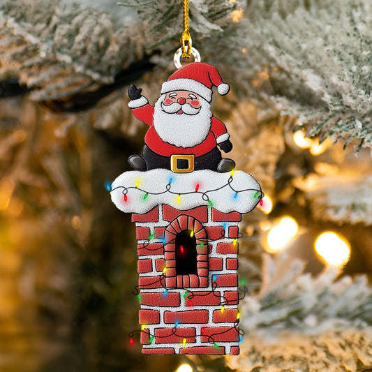 Glänzendes 2D-Ornament aus Acryl – Chimney Cheer Santa