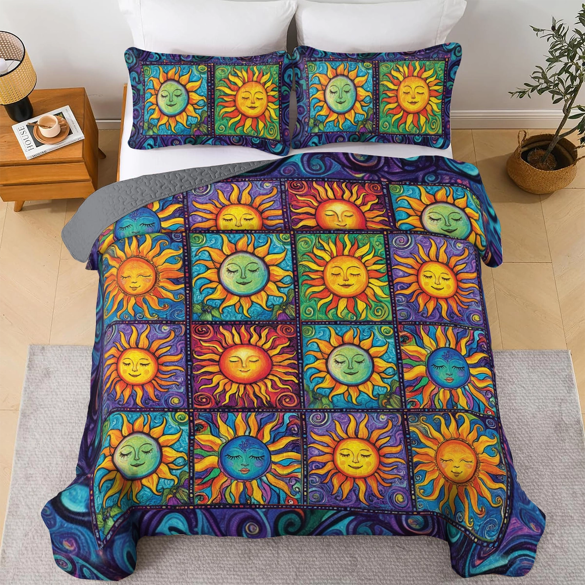 Shineful All Season Quilt 3-Piece Set - Hippie Sun Vibes