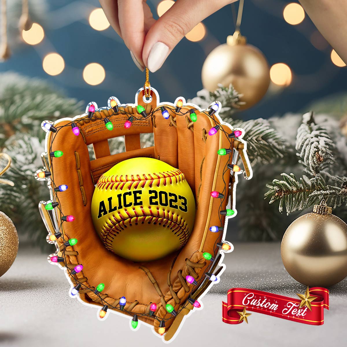 Shineful 2D Acrylic Ornament Personalized Softball Holiday