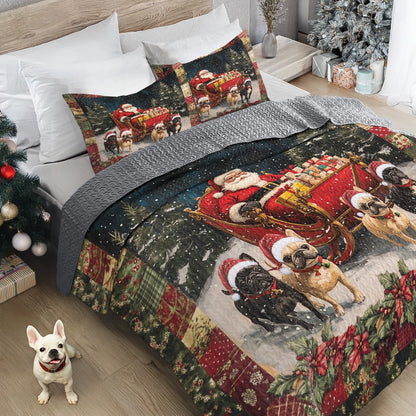 Shineful All Season Quilt 3-teiliges Set – Frenchie Sleigh Ride