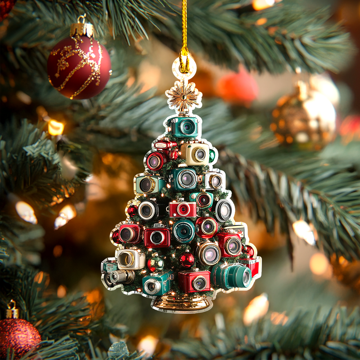 Shineful 2D Acrylic Ornament Festive Camera Christmas Tree