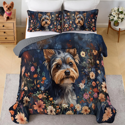 Shineful All Season Quilt 3-Piece Set  Enchanted Yorkie Bloom