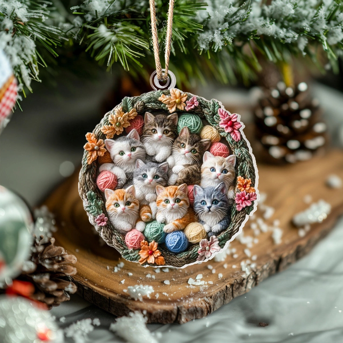 Shineful Acrylic Ornament Kitten Cozy