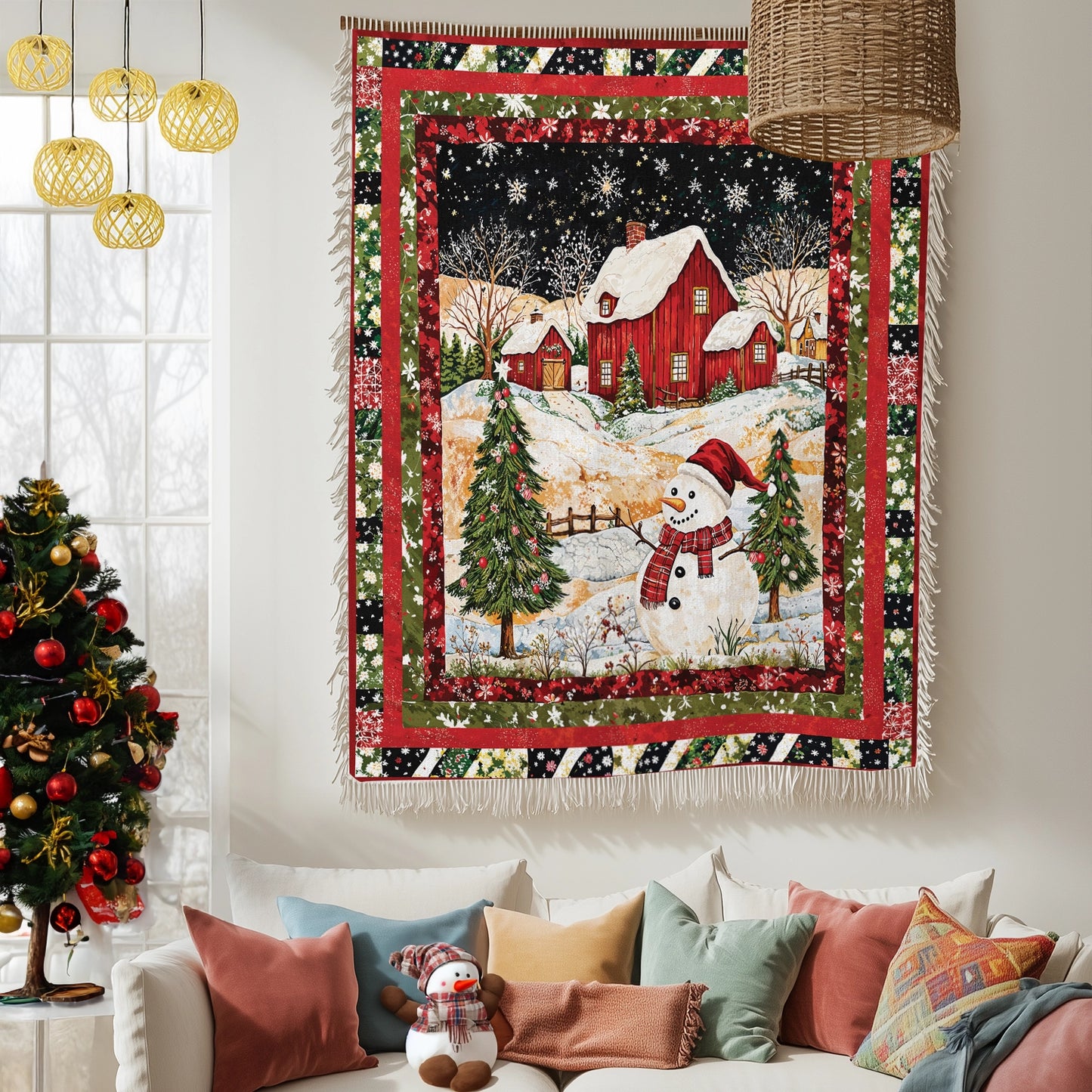 Shineful Woven Tapestry Throw Blanket - Snowman's Christmas Dream