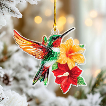 Shineful 2D Acrylic Ornament - Hummingbird Blossom