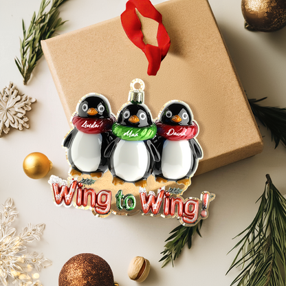 Shineful Personalized 2D Acrylic Ornament Festive Penguigns Family Of 3