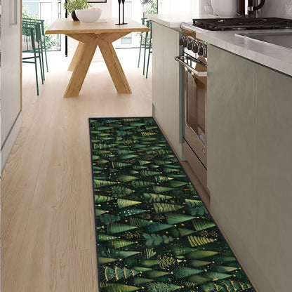 Shineful Ultra-Thin Non Skid Floor Mat, Kitchen Rugs Festive Fir Christmas Tree