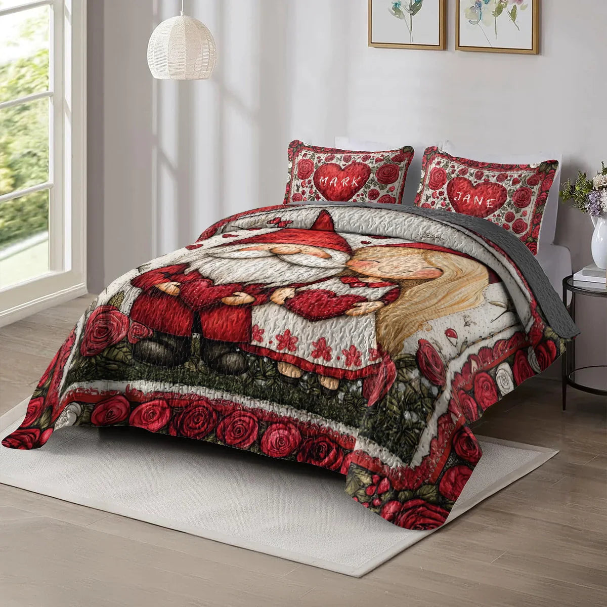 Shineful All Season Quilt 3-Piece Set - Pesonalized Romantic Valentine Couple