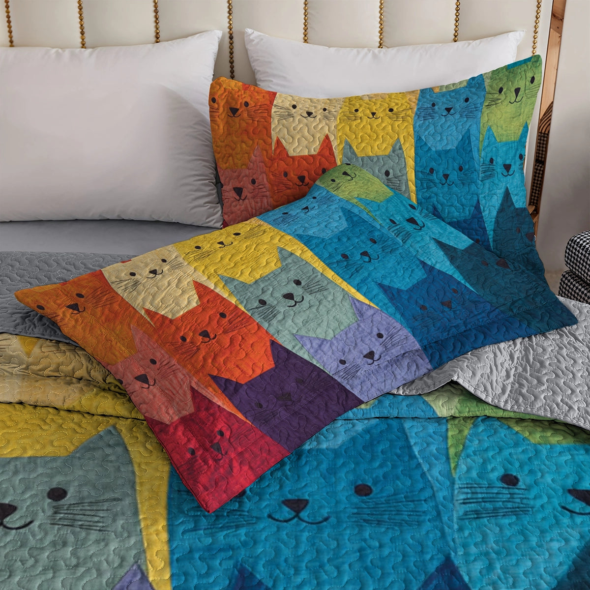 Shineful All Season Quilt 3-Piece Set Rainbow Whiskers